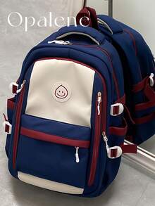 Fashion Color-Blocking Backpack For Women, Casual Large Capacity Knapsack, Fashion Simple College Student School Bag, Casual Daypack, Waterproof Bookbag, Travel Backpack Suitable For Daily, School And Outing Use, Travel Essentials, School Supplies, Travel Accessories - 彩色 - 查看 8
