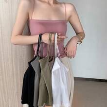Women's Solid Color Seamless Suspender Breast Wrapped One-Piece Breast Pad Strapless Beautiful Back Bottom Layer Inner Vest - 白色 - 查看 7
