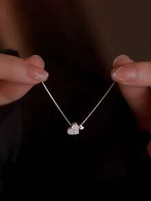 1件S925纯银浪漫双心吊坠项链，采用可爱心形设计，是生日、婚礼、返校、情人节和春夏的理想礼物。 - 愛心 - 查看 9