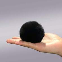 Cityelf Cute Faux Rabbit Fur Ball Pom Pom Keychain Car Key Ring Handbag Tote Bag Pendant Purse Charm - Hitam - View 6