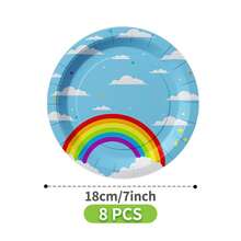 Rainbow Cloud Disposable Plate, Napkin, Cup Set, Plates, Napkins And Cups Party Supplies, Serves 8 Guests, Disposable Paper Plates Party Tableware Suitable For Birthday, Wedding, Theme Party, Family Picnic - Multicolor - View 10