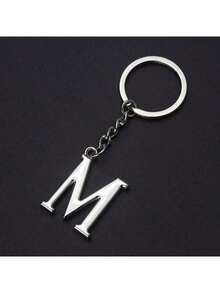 1个字母首字母钥匙扣合金钥匙圈钱包包包背包挂饰生日纪念品礼物送给朋友，包包车钥匙装饰品，背包挂饰生日礼物（字母A-Y） - 銀色 - 查看 7