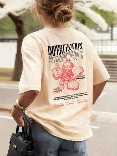 1pc Girls Casual Floral Print Round Neck Short Sleeve T-Shirt, Summer Student Young Children Clothing - The Colorful Floral Print T-Shirt Brings Joy And Happiness To Every Child! KNOW YOURSELF BE YOURSELF EMBRACE YOURSELF