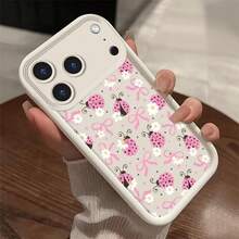 Ladybug Pattern Phone Silicone Case For Iphone 17 16 15 14 13 12 11 Pro Max Plus 16E Creative Design Cover - Ladybug White90YJ - View 2