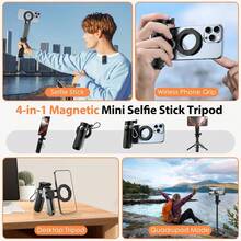 4-In-1 Magnetic Phone Tripod, Mini Selfie Stick With 360° Rotation, Bluetooth Remote Control, Portable Pocket Tripod For IPhone, Android, Vlog, Live Stream, Travel - màu đen - Xem 2