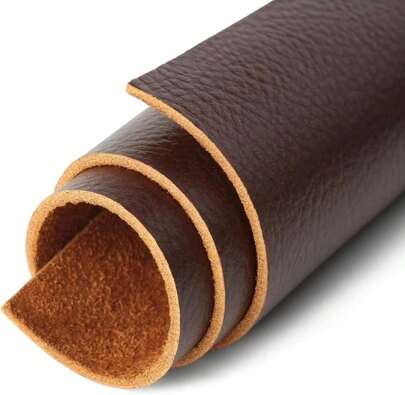 G-FAVOR 12"X24" Leather Sheets For Crafts 2mm Full Grain Thick Tooling Leather Square For Crafting Tooling Sewing, Light Brown