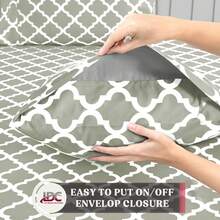 Lux Decor 4 Pieces Quatrefoil Bed Sheets - Stylish Comfy Bedding Set - Hotel Luxury Skin Friendly Cooling Sheets & Pillowcases Without Filler - Classic Collection With 16 Inches Deep Pocket - Shrinkage & Fade Resistant, Valentine's Day Bedroom, Spring Bedding Refresh, Guest Room Essentials, Dorm Room Bedding, Premium Bed Linens, Easy Care Sheets, Hypoallergenic Fabric, Year-Round Comfort, Master Bedroom Update, Matching Bedding Set, Hotel Quality Linens - 灰褐色 - 查看 3