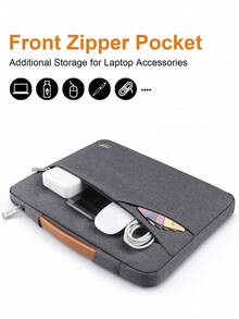 TECOOL 13-16 Inch Laptop Sleeve, Compatible With MacBook Air 13/15 M1/M2 (2012-2025), Pro 13/14/15/16 (2010-2022), 14-15.6 Inch HP Chromebook Surface Laptops, Shock-Proof, Water-Resistant, With Handle, Dark Gray - Dark Grey - View 2