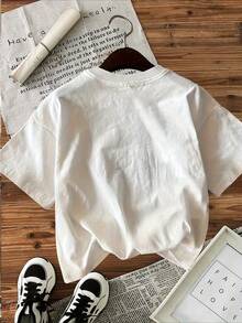 Women's Vintage Queen Of Hearts Graphic Print T-Shirt - 100% Cotton Short Sleeve Crew Neck Casual Top, Relaxed Fit Machine Washable Tee For Summer &Amp; Spring, Heart Tshirt, Retro Card Design, Nontransparent Fabric - 白色 - 查看 2