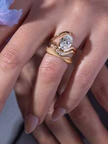 1pc Exquisitely Elegant Diamond-Studded Zirconia Ring Sterling Silver S925 Gift Woman, Ideal For Dances, Gatherings, And All Types Of Parties - Hourglass Ring - View 4