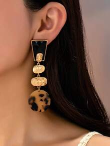 1 Pair Retro Sexy Leopard Print Minimalist Versatile Long Dangle Earrings - Multicolor - View 1