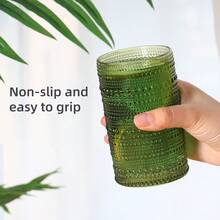Tomnk 12-Piece Hobnail Drinking Glasses Set, 12oz & 10oz Clear Embossed Tumblers - Highball And Cocktail Glassware For Bar, Kitchen, Whiskey, Beer, Juice, Milk, Ideal Mother's Day Gift - Green - View 4