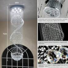 Lámpara de techo rectangular de vidrio para sala de estar 8 luces modernas de montaje empotrado lámpara colgante para a de cocina comedor clóset decoración de boda-0003 - Plata-20 x 71 pulgadas - Ver 2