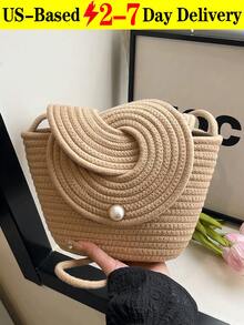 Mini Fashion Imitation Straw Handbag, Summer Vacation Beach Style Woven Bag Handheld And Crossbody Bag,Lightweight Casual Minimalist Straw Woven Bag, Perfect For Holiday Shopping And Gifting, Elegant Ladies Handbag,Women's And Girls' Bag, Wicker Bag, Holiday Essentials,Perfect For Travel, Vacation, Holiday & Beach, Travel Must Haves, Summer Straw Beach Bag For Women, Fashion Summer Vacation Bag, Beach Essentials Women Bags For Vacation & Holiday,Eye-Catching Beach Bag, Women's Summer Straw Beach Bag, Popular Women's Beach Bag, Fashionable Summer Vacation Bag, Essential Women's Beach Vacation Bag, Latest Vacation Bag[US Local Warehouse]The Best Gift Choice, Birthday Gift - 彩色 - 查看 13