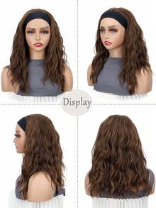 Adjustable Headband Wig - Short Wavy Shoulder Length Curly Synthetic Fiber, Non-Adhesive Comfortable For Daily Wear & Party, Heat Resistant Basic Style For Women - Multicolor - View 8