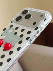 Minimalist Cute Polka Dot Pony Air Cushion Round Edge Phone Case Compatible With IPhone 17 16 15 14 13 - White - View 4