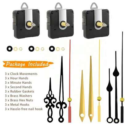 3pcs Silent Quartz Movement Kits: 2pcs 16mm Shaft Length, 1pc 23mm Shaft Length, With 3 Different Hands, Creative DIY, For Repairing, Replacing And Making Wall Clocks & Desktop Clocks, Suitable For Office And Home Decor, Thoughtful Gift For Clock Enthusiasts