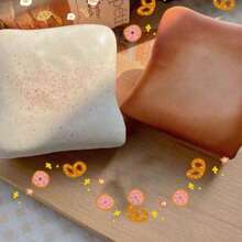 1-Piece Super Soft Butter Toast-Shaped Squeeze Stress-Relieving Toy. - The Perfect Gift For Birthdays And Holidays. - Multicolor - View 1