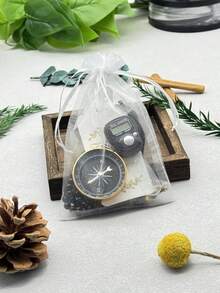 5-In-1 Holiday Gift Set: Faux Pearl Beaded Finger Ring Counter With Compass & Card - Ideal Party Souvenirs - M-Rose Gold - View 4