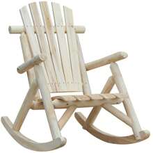 Rocking Chair, Swing Chair, Garden Chair, Relaxing Armchair, Fir Wood, Natural - Champagne - View 9