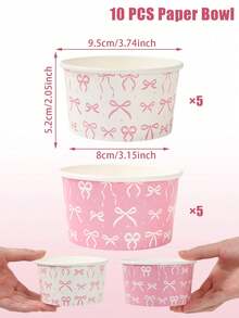10pcs Pink Bow Paper Bowls, Paper Snack Trays, Suitable For Pink-Themed Baby Shower Parties, One-Time Use Tableware For Holding Snacks, Gifts, Cookies, And Other Foods, Pink Bow Birthday Decorations, Baby Shower Decorations, Gender Reveal Party Supplies, 1st Birthday Party Supplies, Baby Shower Supplies, Pink Bow Decorations, Birthday Party Decorations - Pink Bow - View 11
