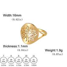 1入組時尚不銹鋼鏤空樹形裝飾圓環適合女士日常裝飾 - 金色 - 查看 8