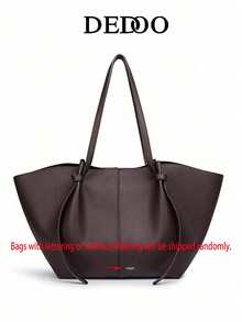 Dedoo Designer Chic Lock Closure Trapezoid Shape Large Capacity Women's Shoulder Bag, Luxury PU Leather Handbag, High-Quality Underarm Bag (Bag Body With/Without Letter, Randomly Shipped) - Coffee - View 3