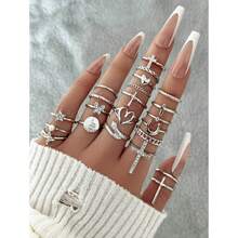Comercio Exterior Transfronterizo Dropshipping Anillos de Mujer Anillos de Moda Estilo Punk Cruz Mariposa Corazón - Oro 11 - Ver 10