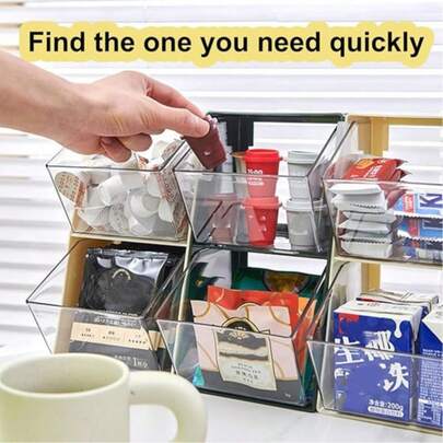 1pc 2-Tier Tea Bag Holder Stand, Tea Bag Storage Box, Coffee Capsule Holder Rack For Home Office, Countertop Tea Coffee Sugar Organizer, Transparent Beverage Storage Rack