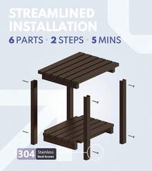 Adirondack - Mesa Auxiliar Cuadrada para Exteriores, Mesa Auxiliar de Polietileno de Alta Densidad, Resistente a la Intemperie para Patio, Patio, Piscina, compañero de Interior, Playa, fácil - Marrón - Ver 7