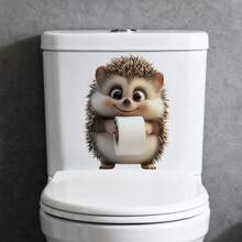 1/5 Stück abnehmbare wasserfeste PVC Dekorative Aufkleber mit süßen Cartoon Tier Mustern, geeignet für Badezimmer, Toilettendeckel/-tank und Raumdekoration - Tiertoiletten-Aufkleber - Übersicht 4