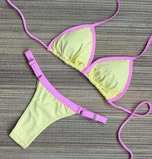 ✨Cotton Candy String Bikini In Polyamide – Comfort And Style ✨ - Baby Yellow/pink - View 6