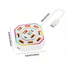 AITALK 13合1 USB-A & Type-C 集线器，带 RGB 灯效 - 即插即用扩展坞，兼容笔记本电脑、鼠标、键盘、U盘等设备 - 白色 - 查看 3