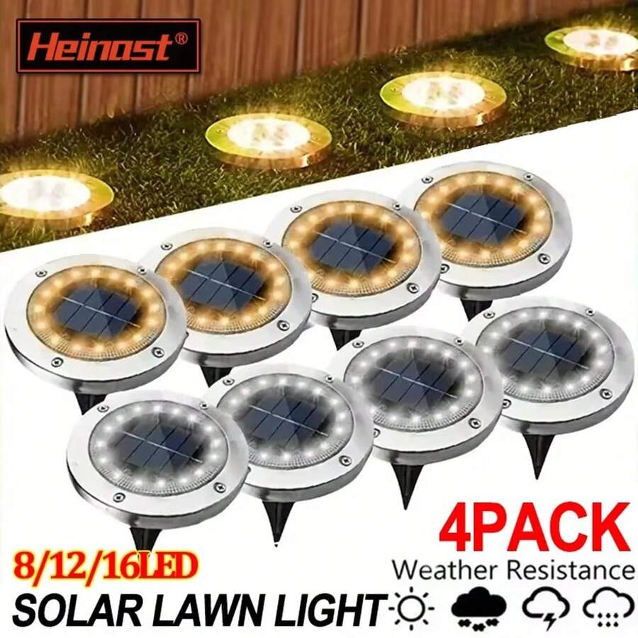 8颗LED太阳能不锈钢户外地埋灯，新款草坪小径灯，防水花园景观灯，适用于别墅 - 地插燈 - 查看 1