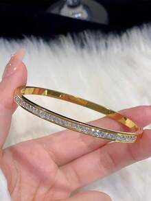 New Fashionable High-Quality Stainless Steel Women Bracelet Jewelry Set, Suitable For Daily Wear, Eid Al-Fitr Gift - Gold - View 8