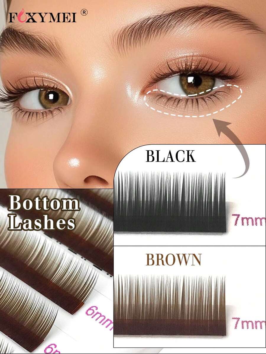 FOXYMEI 1500pcs Bulu Mata Palsu Campuran J/B/C Curl Cokelat & Hitam Alami Lembut Pendek 5-7mm, Bulu Mata Individual Berkualitas Tinggi untuk Pesta - MultiWarna - View 1