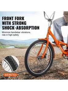 Folding Adult Tricycle, 26-Inch 7-Speed Adult Folding Trikes, Carbon Steel 3 Wheel Cruiser Bike With Basket & Adjustable Seat, Shopping Picnic Foldable Tricycles For Women, Men, Seniors (Pink) - 橘色 - 查看 4
