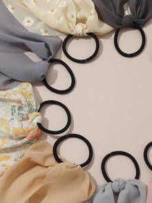 10个装女士时尚别致灰色和卡其色豹纹、雏菊、碎花发圈，适合日常、节日、派对、装饰等场合，可作发绳、橡皮筋、马尾辫发圈、发圈、发绳等。 - 彩色 - 查看 4