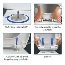 Soft Close Square Toilet Seat Quick Release Anti-Bacterial Adjustable Heavy Duty - A - View 7
