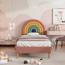Kids Bed Frames, Headboards & Footboards - Pink + Velvet + 90cm*200cm - View 3