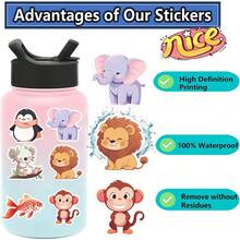 50 Stück süße Cartoon-Illustration Tier-Aufkleber - DIY wasserfeste Dekoration für Gitarren, Notizbücher, Gepäck, Handyhüllen & Wasserflaschen - 50 Stück - Übersicht 7