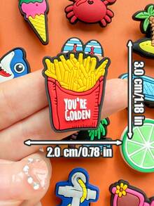 15 pièces/set Série d'été Décorations de chaussures et de sacs en PVC durables et détachables, motifs de dessins animés créatifs. Convient pour les breloques de chaussures, les bracelets, les serre-poignets, les cadeaux de fête et d'anniversaire, les accessoires d'emballage. Amusant et charmant, pièces durables, idéal pour les cadeaux de Noël, d'anniversaire et de fêtes. - Turquoise - Voir 5