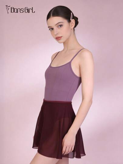 DonsGirl 1pc Women's Chiffon Ballet Tutu Skirt, High Elasticity Adjustable Tie-Up Design, Solid Color Suitable For Performance And Dancing