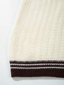 LOOKUN 新款春夏宽松 Polo 领短袖针织衫，藏蓝色，休闲简约纹理日常百搭上衣 - 杏色 - 查看 7