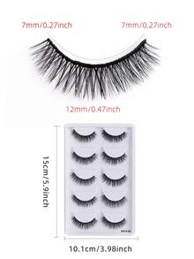 5 Pairs/Set Soft Full Strip Lashes, Thick Crossed False Eyelashes Natural Curly With Fine Black Stem, Feathery Wispy Style, Non-Irritating, Reusable, Suitable For Daily And Various Occasions, 5-12mm - White - View 8