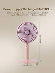 AOYI 1个可充电便携式三速可调大尺寸桌面风扇，带底座，迷你USB供电风扇，带充电线 - 彩色 - 查看 9