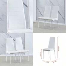 Modern Upholstered Dining Chairs Set For Dining Room Kitchen Kitchen Chairs Set Of 2 Stainless Steel Frame Faux Leather White - White - View 1
