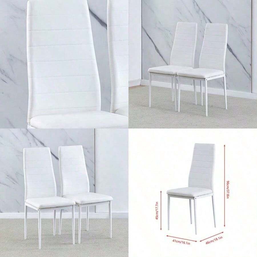Modern Upholstered Dining Chairs Set For Dining Room Kitchen Kitchen Chairs Set Of 2 Stainless Steel Frame Faux Leather White - White - View 1