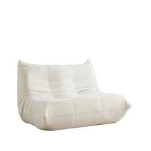 Chenille Togo Two-Seater Sofa,Boden-Loungesessel, Armloser Akzentstuhl,Sitzsack Sofa, Togo Stil Kamin Lounge Stuhl Mit Memory Schaum,Bequemer Bodensofa Für Wohnzimmer,Schlafzimmer,Gaming Und Büro - Beige - View 3