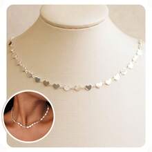 Colar Choker Gargantilha Coração Feminino Prata 925 para uso diário ou Presente - Prata - Visão 7